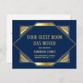 Elegante Gouden Art Deco Bewegende aankondiging Briefkaart (Voorkant / Achterkant)