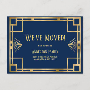 Elegante Gouden Art Deco Bewegende aankondiging Briefkaart