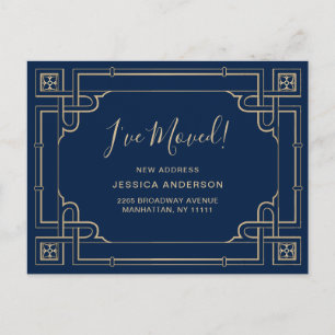 Elegante Gouden Art Deco Bewegende aankondiging Briefkaart