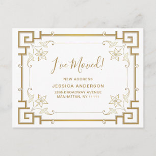 Elegante Gouden Art Deco Bewegende aankondiging Briefkaart