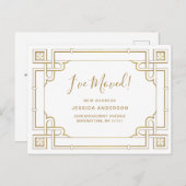 Elegante Gouden Art Deco Bewegende aankondiging Briefkaart (Voorkant / Achterkant)