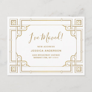 Elegante Gouden Art Deco Bewegende aankondiging Briefkaart