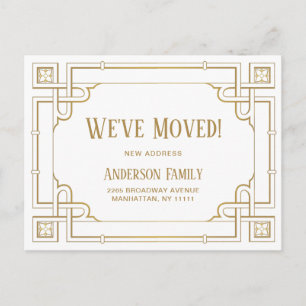 Elegante Gouden Art Deco Bewegende aankondiging Briefkaart