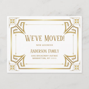 Elegante Gouden Art Deco Bewegende aankondiging Briefkaart