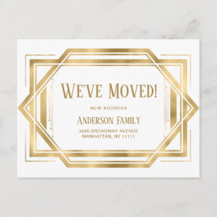 Elegante Gouden Art Deco Bewegende aankondiging Briefkaart
