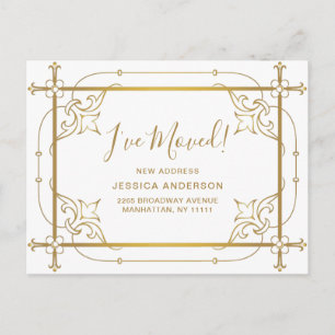 Elegante Gouden Art Deco Bewegende aankondiging Briefkaart