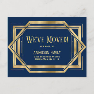 Elegante Gouden Art Deco Bewegende aankondiging Briefkaart