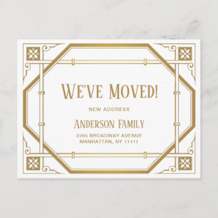Elegante Gouden Art Deco Bewegende aankondiging Briefkaart