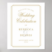 Elegante gouden Art Deco bruiloft welkomstbord Poster (Voorkant)