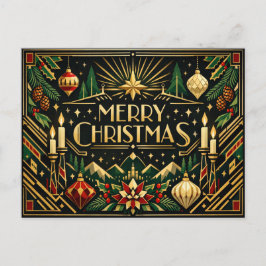 Elegante Gouden Art Deco Prettig Kerstfeest Feestdagenkaart