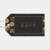 Elegante gouden art deco Rozen zwart Cadeaulabel (Achterkant Horizontaal)
