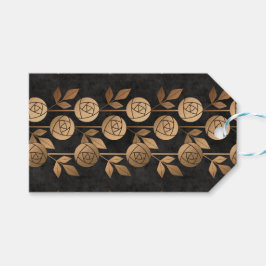 Elegante gouden art deco Rozen zwart Cadeaulabel