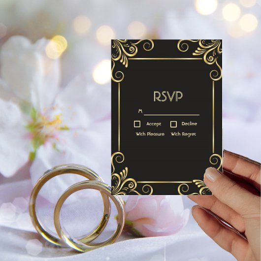 Elegante gouden Art Deco  RSVP-kaart Kaart