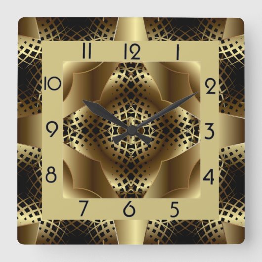 Elegante gouden art deco vierkante klok (Voorkant)