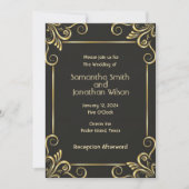 Elegante gouden Art Deco Vintage bruiloft Kaart (Voorkant)