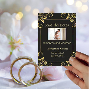 Elegante gouden Art Deco Vintage Save the Dates Ka Kaart