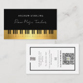 Elegante Gouden Artistieke Piano toetsen muziekler Visitekaartje (Voorkant / Achterkant)