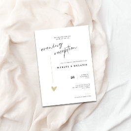 Elegante Gouden Avondreceptie Bruiloft Kaart
