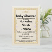 Elegante gouden babyshower uitnodiging template (Staand voorkant)