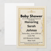 Elegante gouden babyshower uitnodiging template (Voorkant / Achterkant)