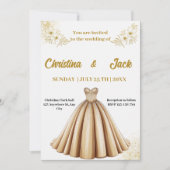 Elegante gouden baljurk - Princess Design bruiloft Kaart (Voorkant)