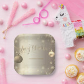 Elegante Gouden Ballen Sneeuwvlokken Sterren Papieren Bordje (Feest)