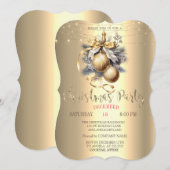 Elegante gouden ballen, strijklichten gouden kerst kaart (Voorkant / Achterkant)