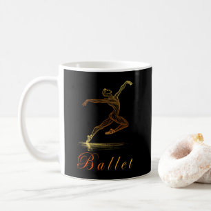 Elegante Gouden Balletdanseres Lijnkunst Illustrat Koffiemok