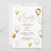 Elegante gouden ballon 80e verjaardagsfeest kaart (Voorkant)