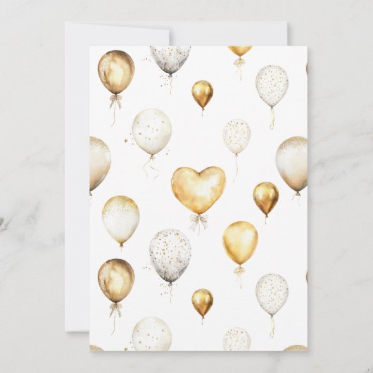 Elegante gouden ballon 80e verjaardagsfeest kaart (Achterkant)