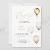 Elegante gouden ballon 80e verjaardagsfeest kaart (Voorkant)