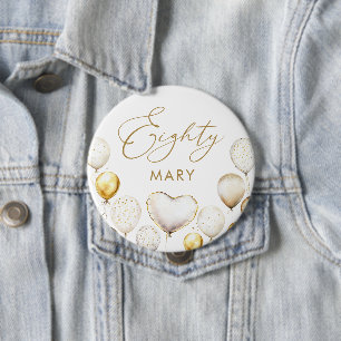 Elegante gouden ballon 80e verjaardagsfeest ronde button 4,0 cm
