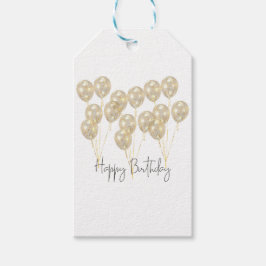 Elegante Gouden Ballon Gelukkig Verjaardag Cadeaulabel