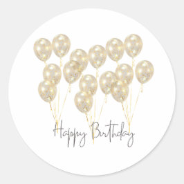 Elegante Gouden Ballon Gelukkig Verjaardag Ronde Sticker