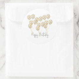 Elegante Gouden Ballon Gelukkig Verjaardag Ronde Sticker