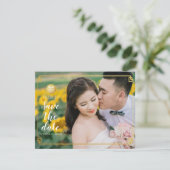 Elegante gouden bamboe & dubbel geluk Chinees Save The Date (Staand voorkant)