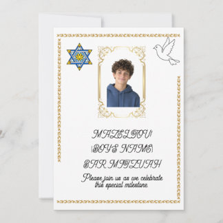 Elegante Gouden Bar Mitzvah Save the Date Kaart – 
