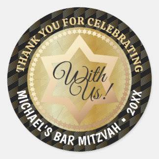 Elegante Gouden Bar Mitzvah Tefillin Bedankt Ronde Sticker