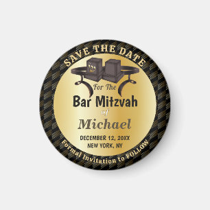 Elegante Gouden Bar Mitzvah Tefillin Save The Date Magneet