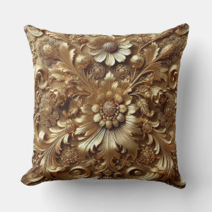 Elegante Gouden Barok Bloemrijke Luxe Decoratie Kussen