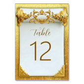 Elegante Gouden Barok Bruiloft Tafelnummer (Voorkant)
