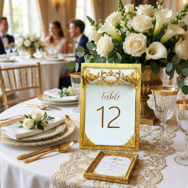 Elegante Gouden Barok Bruiloft Tafelnummer