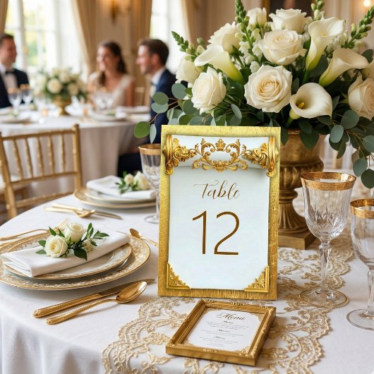 Elegante Gouden Barok Bruiloft Tafelnummer