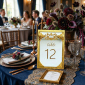 Elegante Gouden Barok Bruiloft Tafelnummer