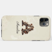 Elegante gouden barokke monogram telefoonhoes Case-Mate iPhone case (Achterkant (horizontaal))