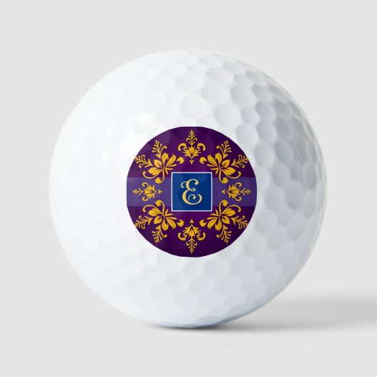 Elegante Gouden Barokletter E Golfballen (Voorkant)