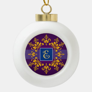 Elegante Gouden Barokletter E Keramische Bal Ornament