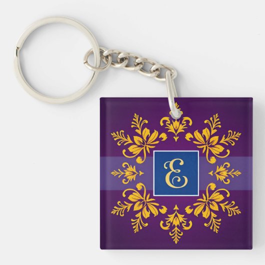 Elegante Gouden Barokletter E Sleutelhanger (voorkant)