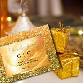 Elegante gouden bedankkaart | Glitters en parel
