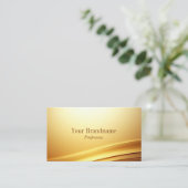 Elegante gouden beige curve decor zeer indrukwekke visitekaartje (Staand voorkant)